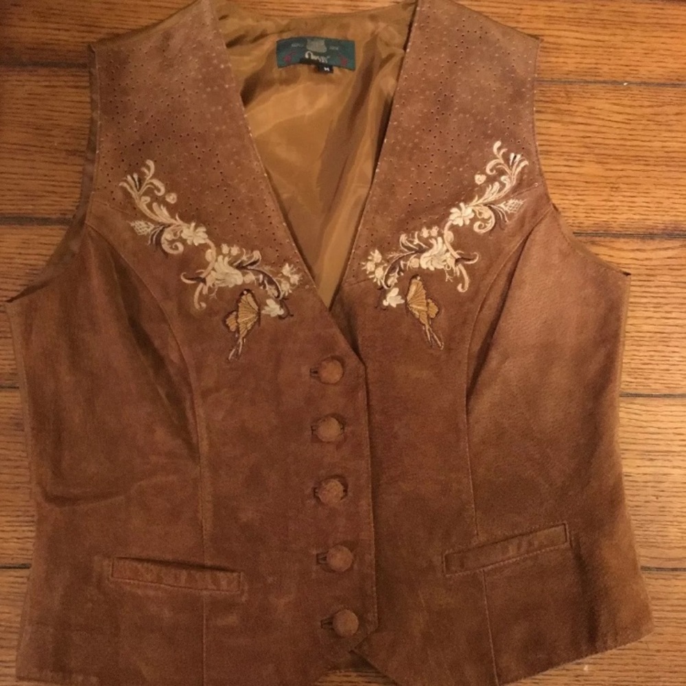 Vintage Orvis Medium Brown Suede Leather Vest